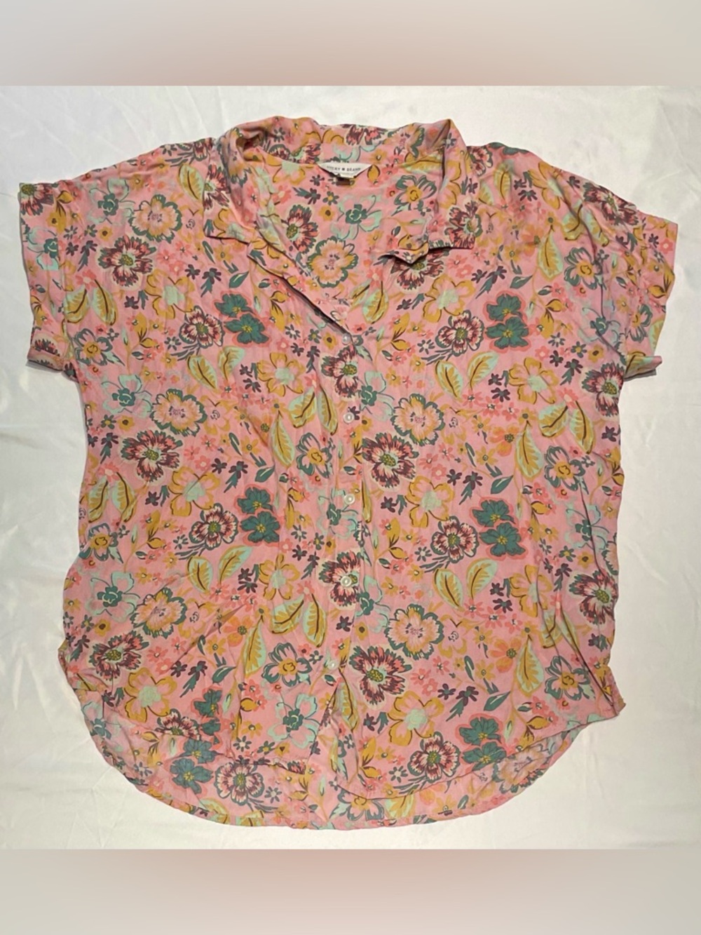 NWOT Lucky Brand 70s Pink Floral Button-Up - Picture 3 of 11